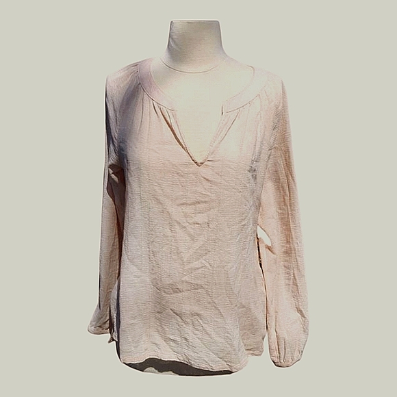 Cynthia Rowley Blush Pink Popover Blouse Lightweight Gauzy Spring V Neck Top EUC - Picture 1 of 11